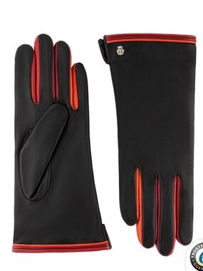 Roeckl Berlin Hairsheep Nappa Leather Gloves Multicolor Gusset Size 7.5